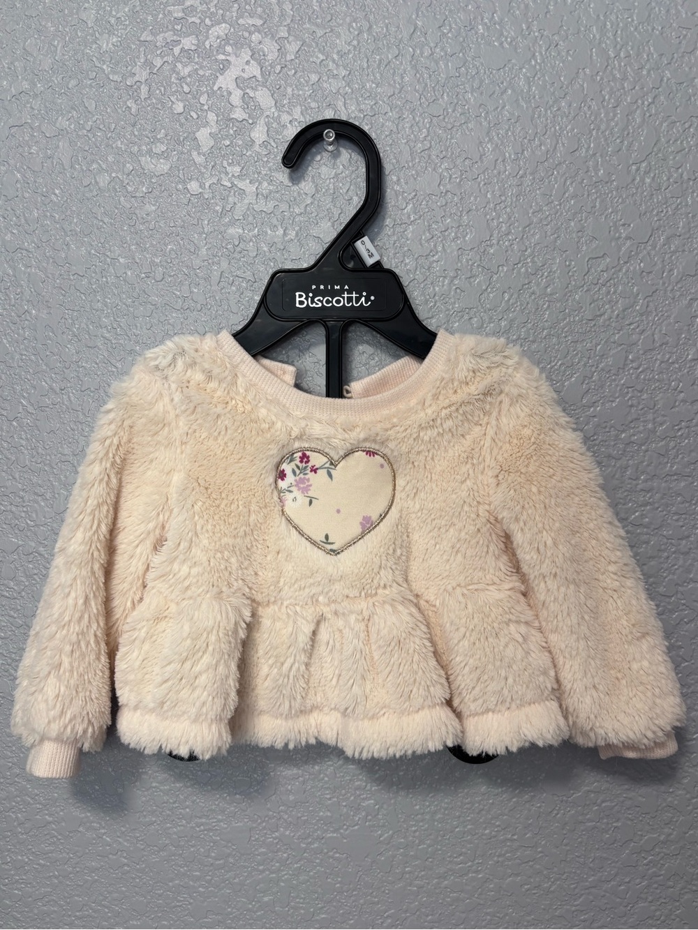 Biscotti Cream Plush Heart Peplum Top